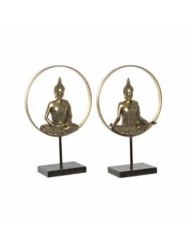 Figura Decorativa DKD Home Decor 26 x 11 x 40 cm Negro Dorado Buda Oriental (2 Unidades)