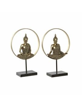 Figura Decorativa DKD Home Decor 26 x 11 x 40 cm Preto Dourado Buda Oriental (2 Unidades)