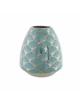 Jarrón DKD Home Decor Porcelana Turquesa Oriental Cromado 16 x 16 x 18 cm