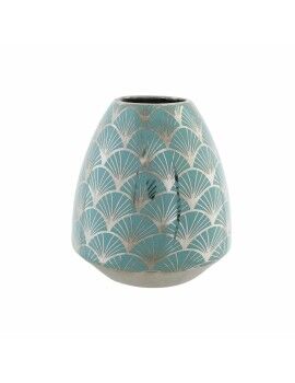 Vaso DKD Home Decor Porcelana Turquesa Oriental Cromado 16 x 16 x 18 cm