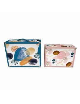 Juego de Cajas Decorativas DKD Home Decor Abstracto Madera Poliéster (43 x 19 x 34 cm) (2 pcs)