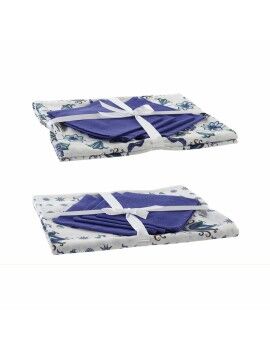 Toalha e guardanapos DKD Home Decor Azul Branco 150 x 150 x 0,5 cm (2 Unidades)
