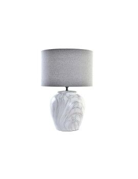 Lâmpada de mesa DKD Home Decor Tela Cerâmica Cinzento Branco (38 x 38 x 58 cm)