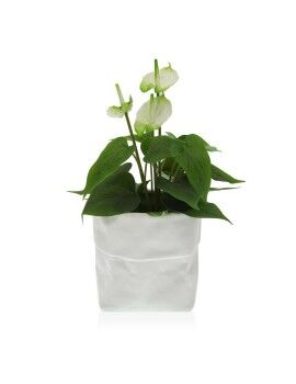 Vaso Versa Branco Cerâmica Plástico Quadrado 20 x 18 x 20 cm
