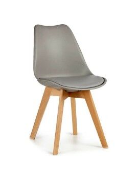 Cadeira de Sala de Jantar Cinzento Marrom claro Madeira Plástico (48 x 43 x 82 cm)