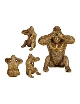 Figura Decorativa Gorila 9 x 18 x 17 cm Dourado