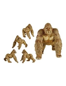 Figura Decorativa Gorila Dourado Resina (30 x 35 x 44 cm)