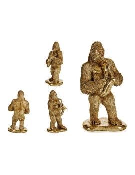 Figura Decorativa Gorila Saxofone Dourado 18,5 x 38,8 x 22 cm