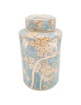 Jarrón DKD Home Decor Porcelana Azul Naranja 18 x 18 x 30 cm Oriental