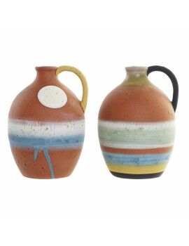 Jarrón DKD Home Decor Multicolor Terracota 14,5 x 14 x 20 cm (2 Unidades)