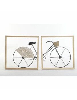 Decoração de Parede DKD Home Decor Preto Bicicleta Metal Madeira MDF (80 x 2.5 x 40 cm) (2 pcs)