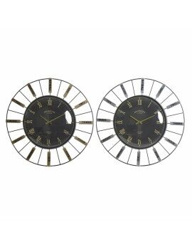 Reloj de Pared DKD Home Decor Cristal Plateado Negro Dorado Hierro 70 x 7 x 70 cm (2 Unidades)