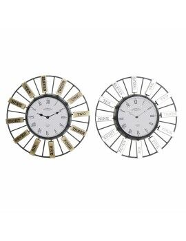 Relógio de Parede DKD Home Decor 40 x 6,4 x 40 cm Cristal Prateado Dourado Ferro (2 Unidades)