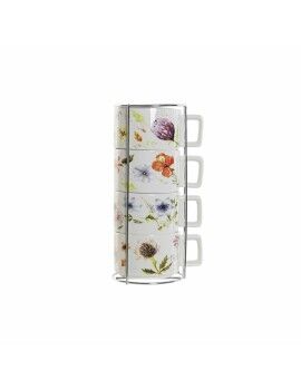 Juego de Tazas de Café DKD Home Decor Multicolor Metal Dolomita 260 ml (4 Piezas)