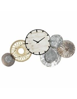 Relógio de Parede DKD Home Decor Cinzento Metal Círculos Madeira MDF (99 x 7.6 x 54.3 cm)