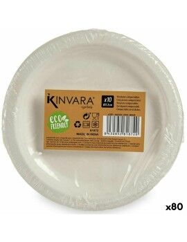 Conjunto de pratos Compostável Branco 18 x 2,5 x 18 cm (80 Unidades)