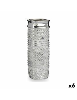 Vaso Retangular Prateado Cerâmica 10 x 30 x 10 cm (6 Unidades)
