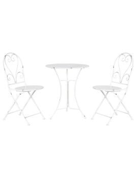 Conjunto de mesa com 2 cadeiras Home ESPRIT Branco 60 x 60 x 70 cm
