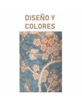 Lámpara de mesa DKD Home Decor Porcelana Azul Naranja Poliéster Flores (35 x 35 x 57 cm)