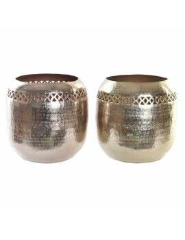 Vaso DKD Home Decor Cobre 24 x 24 x 22 cm Dourado Alumínio Árabe Corte e Vinco (2 Unidades)  