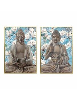 Pintura DKD Home Decor 51,5 x 3,5 x 71,5 cm Buda Oriental (2 Unidades)