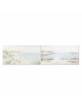 Cuadro DKD Home Decor 140 x 3,7 x 70 cm Playa Mediterráneo (2 Unidades)