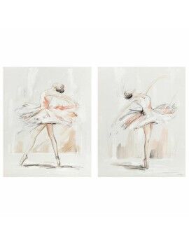 Cuadro DKD Home Decor 80 x 3,7 x 100 cm Bailarina Ballet Romántico (2 Unidades)