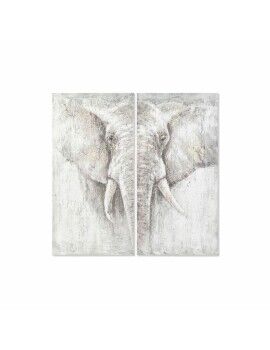 Conjunto de 2 quadros DKD Home Decor Elefante Colonial 120 x 3,7 x 120 cm