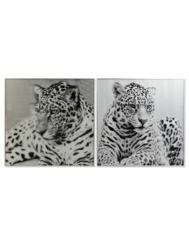 Pintura DKD Home Decor 100 x 2,5 x 100 cm Leopardo Colonial (2 Unidades)