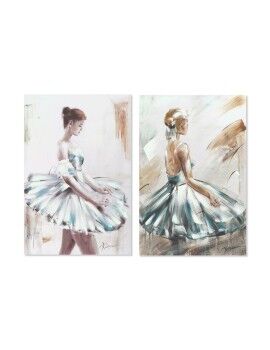Pintura DKD Home Decor 60 x 2,5 x 90 cm Bailarina Ballet Romântico (2 Unidades)