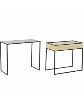 Conjunto de 2 mesas pequenas DKD Home Decor Metal Rotim (60 x 30 x 50 cm)