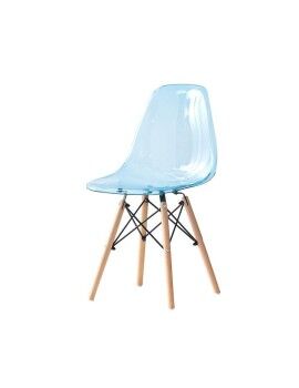 Cadeira de Sala de Jantar DKD Home Decor Natural Azul PVC Bétula (50 x 46 x 83,5 cm)