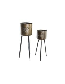 Conjunto de Vasos DKD Home Decor Preto Champanhe Metalizado Metal Loft 30 x 40 cm 25 x 25 x 80,5...