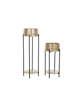 Conjunto de Vasos DKD Home Decor Preto Dourado Metal 30 x 30 x 101 cm (2 Unidades)