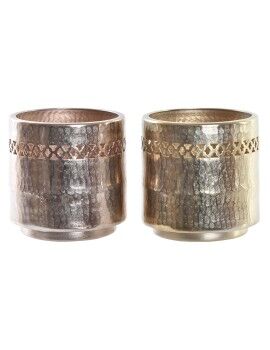 Plantador DKD Home Decor Cobre Dourado Metal Alumínio Corte e Vinco Árabe 17 x 17 x 17 cm (2...