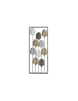 Decoração de Parede DKD Home Decor Preto Metal Multicolor Moderno Folha de planta (35 x 2 x 90 cm)