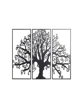 Decoración de Pared DKD Home Decor 3 Piezas Negro Árbol Metal (105 x 1,3 x 91 cm)