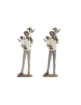 Figura Decorativa DKD Home Decor Blanco Cobre Familia 10 x 6 x 28 cm (2 Unidades)