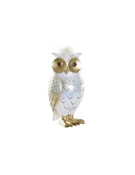 Figura Decorativa DKD Home Decor Blanco Dorado Búho 9 x 9 x 17 cm