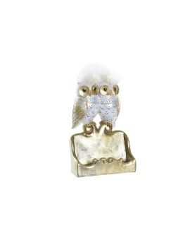 Figura Decorativa DKD Home Decor Blanco Dorado Búhos 10 x 8 x 7 cm