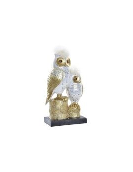 Figura Decorativa DKD Home Decor 14,5 x 9 x 26 cm Búho Dorado Blanco