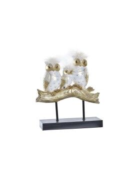 Figura Decorativa DKD Home Decor Tronco 24 x 9 x 26 cm Búhos Negro Dorado Blanco