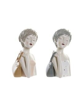 Figura Decorativa DKD Home Decor Mujer Rosa Blanco 15 x 15 x 27,5 cm (2 Unidades)