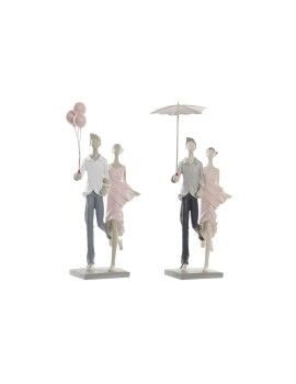 Figura Decorativa DKD Home Decor Gris Rosa 18 x 10 x 37 cm Pareja (2 Unidades)