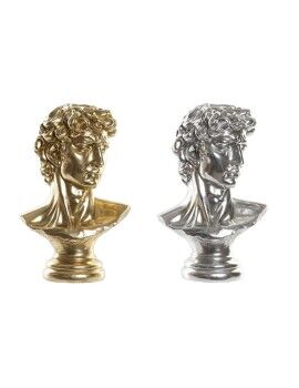 Figura Decorativa DKD Home Decor 24,5 x 17,5 x 36 cm Plateado Dorado Busto Neoclásico (2 Unidades)