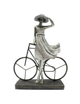 Figura Decorativa DKD Home Decor Mulher Prateado Bicicleta Metal Resina (27,5 x 9,5 x 34,5 cm)