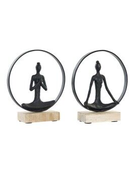 Figura Decorativa DKD Home Decor 23 x 10 x 27 cm Preto Castanho Yoga (2 Unidades)