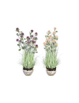 Planta Decorativa DKD Home Decor Vaso 20 x 20 x 78 cm Porcelana Cor de Rosa PVC (2 Unidades)