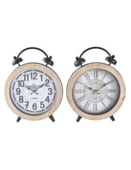 Reloj de Mesa DKD Home Decor 25,8 x 8 x 32 cm Natural Blanco Hierro Tradicional Madera MDF (2...