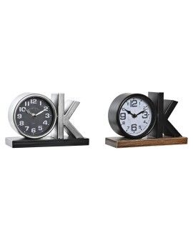 Reloj de Mesa DKD Home Decor 23 x 8 x 15 cm Plateado Negro Hierro (2 Unidades)